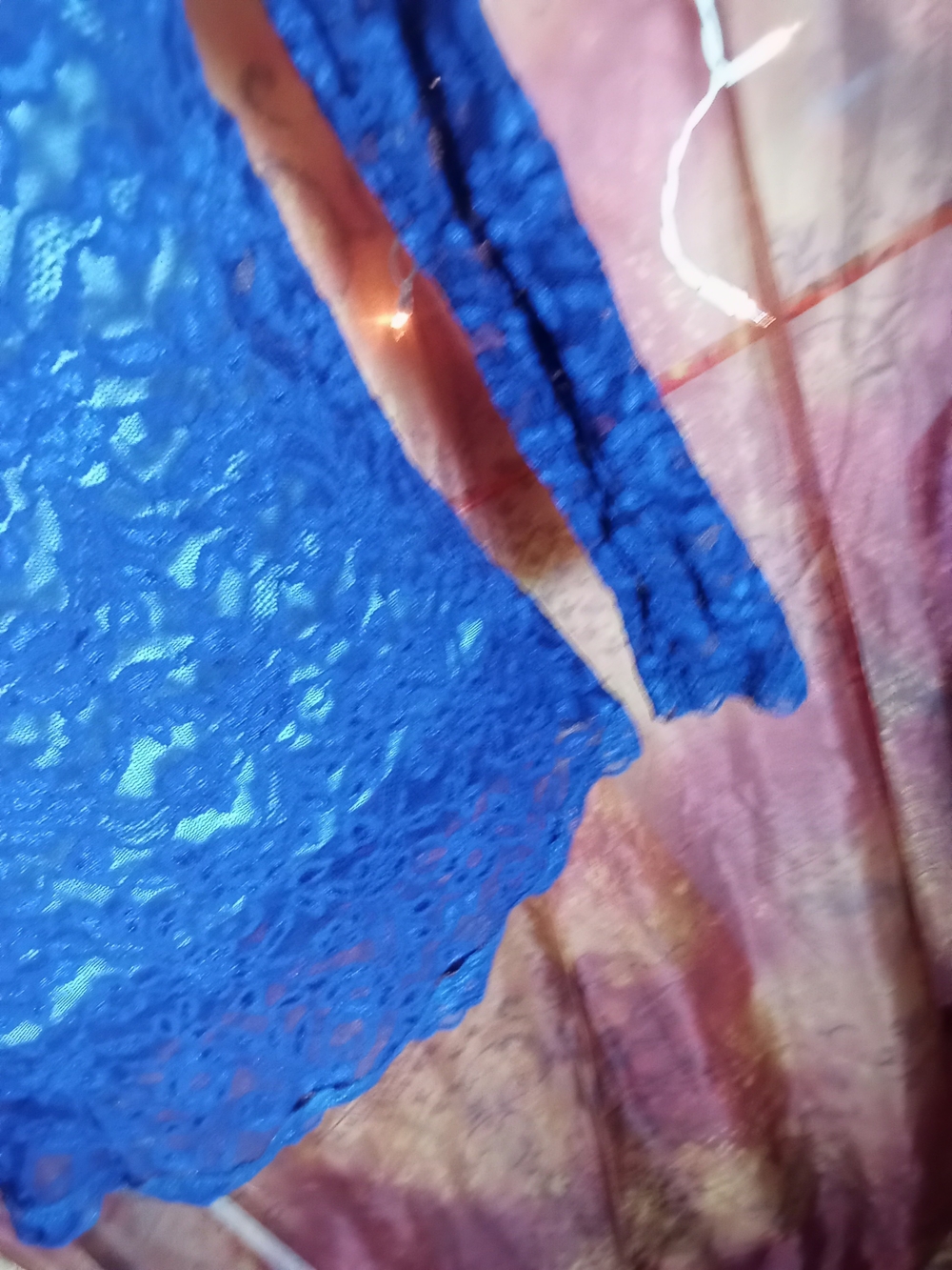 Moda International Navy Blue Sheer Lace Top - Picture 4 of 5